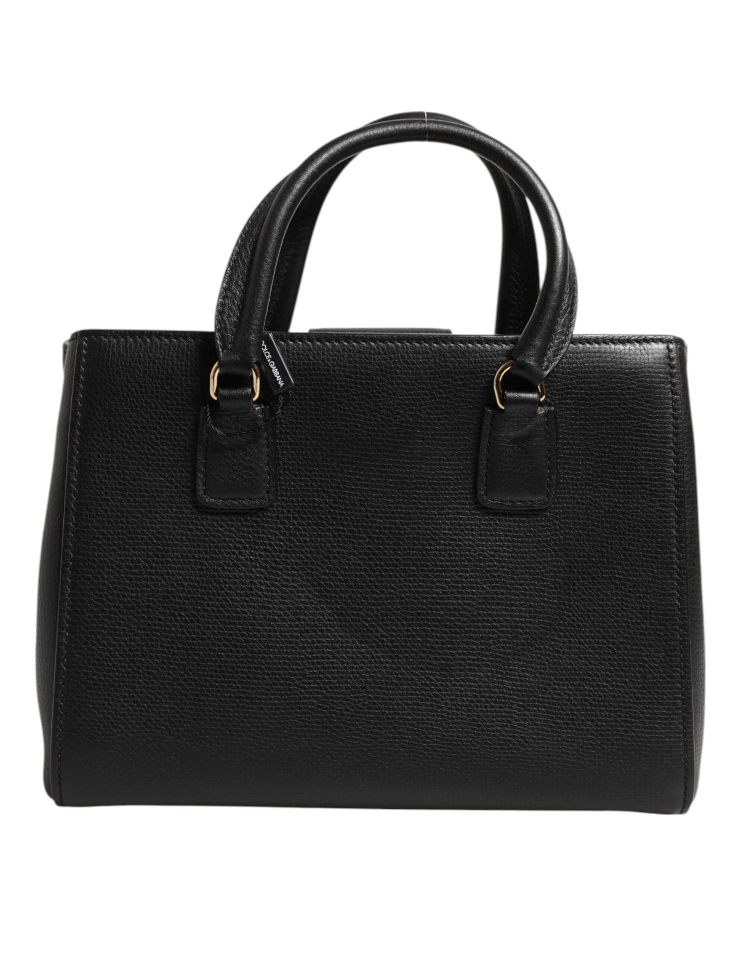 Dolce &amp;amp; Gabbana svart axelväska i kalvskinn med logotyp och plack