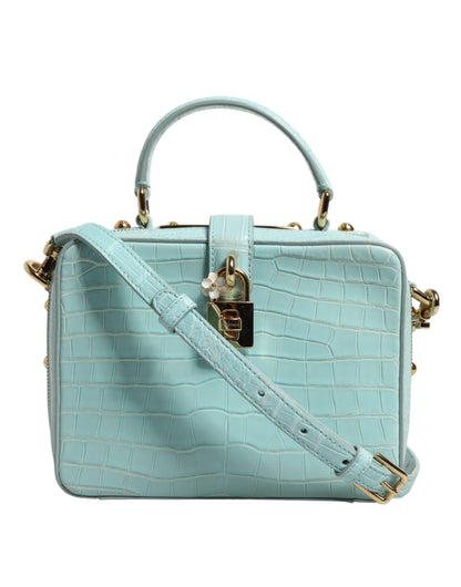Dolce &amp;amp; Gabbana Mintgrön Präglad Läderväska med Hänglås