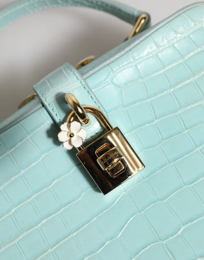 Dolce &amp;amp; Gabbana Mintgrön Präglad Läderväska med Hänglås