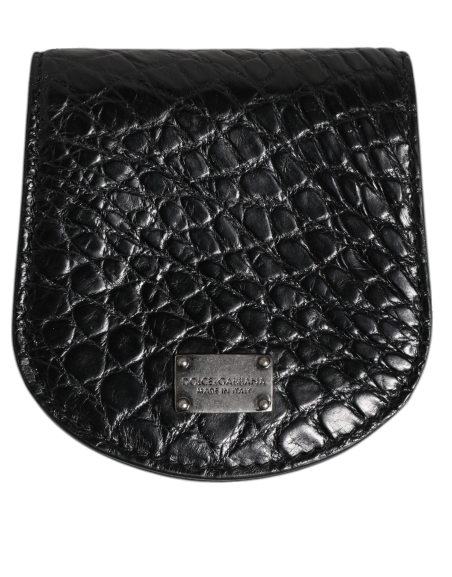 Dolce &amp;amp; Gabbana Svart Kondomfodral med Mynt och Exotisk Hud, Plånbok