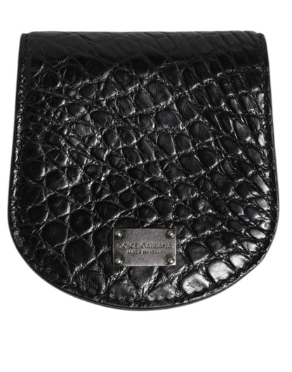 Dolce &amp;amp; Gabbana Svart Kondomfodral med Mynt och Exotisk Hud, Plånbok