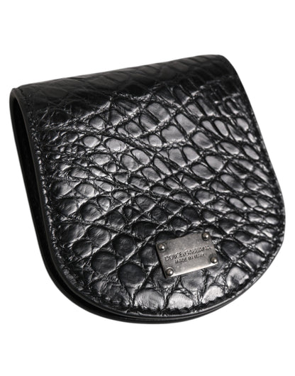 Dolce &amp;amp; Gabbana Svart Kondomfodral med Mynt och Exotisk Hud, Plånbok