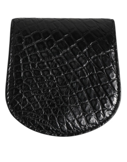 Dolce &amp;amp; Gabbana Svart Kondomfodral med Mynt och Exotisk Hud, Plånbok