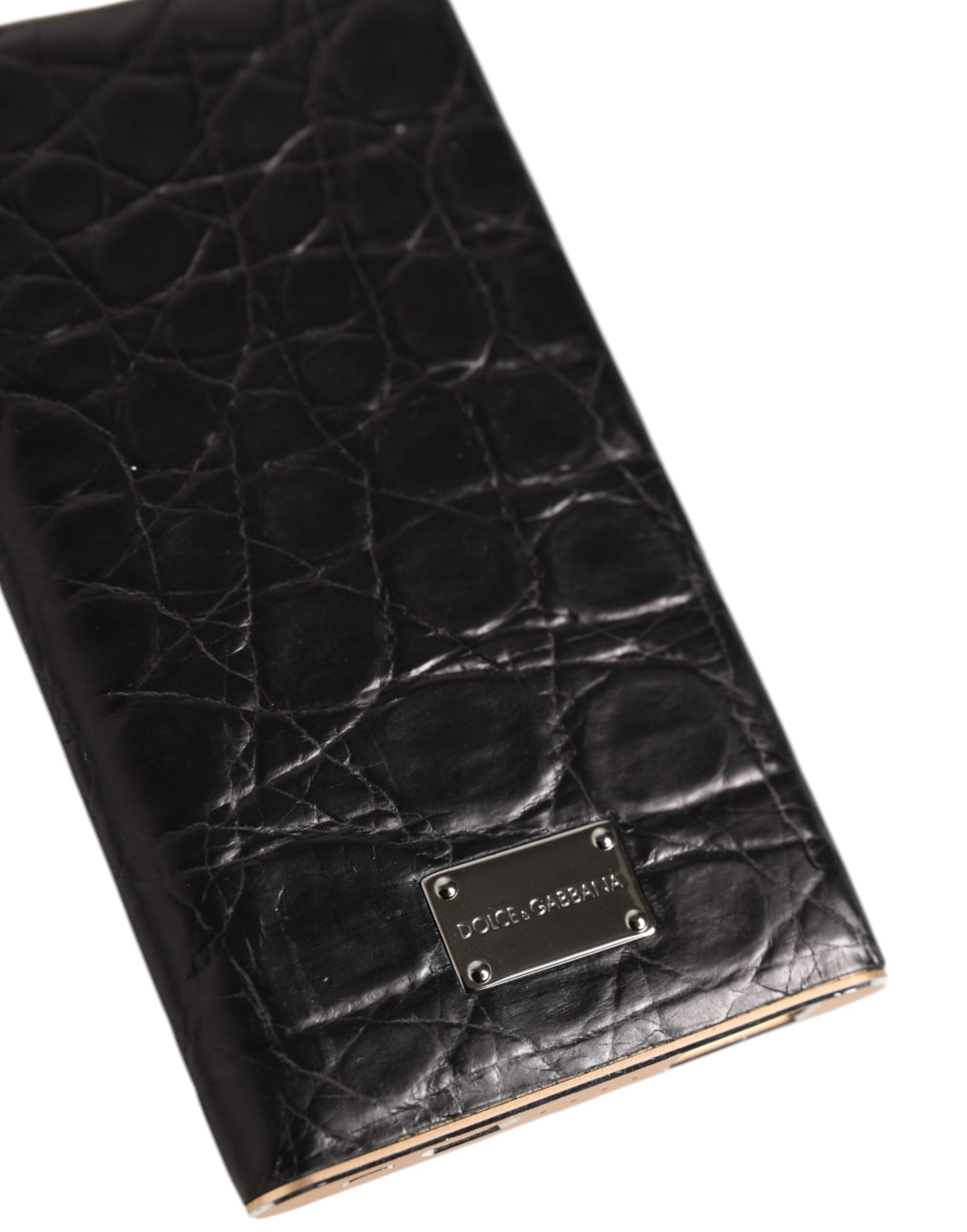 Dolce &amp;amp; Gabbana Svart Läder Exotisk Hud 3000mAh Powerbank Laddare USB