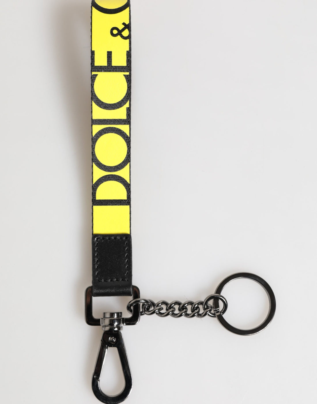 Dolce &amp;amp; Gabbana Gul Logotyp Nylon Silver Mässing Hållare Nyckelring