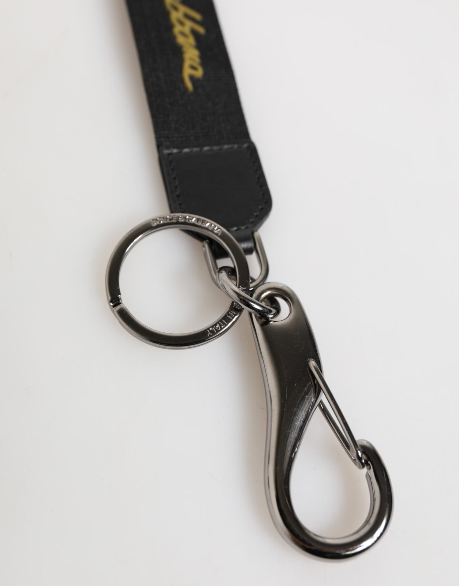 Dolce &amp;amp; Gabbana Svart Gul Polyester DG Logo Silver Nyckelring Nyckelring