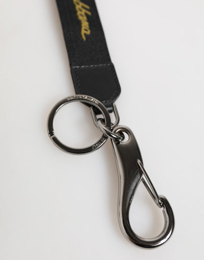 Dolce &amp;amp; Gabbana Svart Gul Polyester DG Logo Silver Nyckelring Nyckelring
