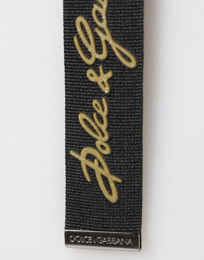 Dolce &amp;amp; Gabbana Svart Gul Polyester DG Logo Silver Nyckelring Nyckelring