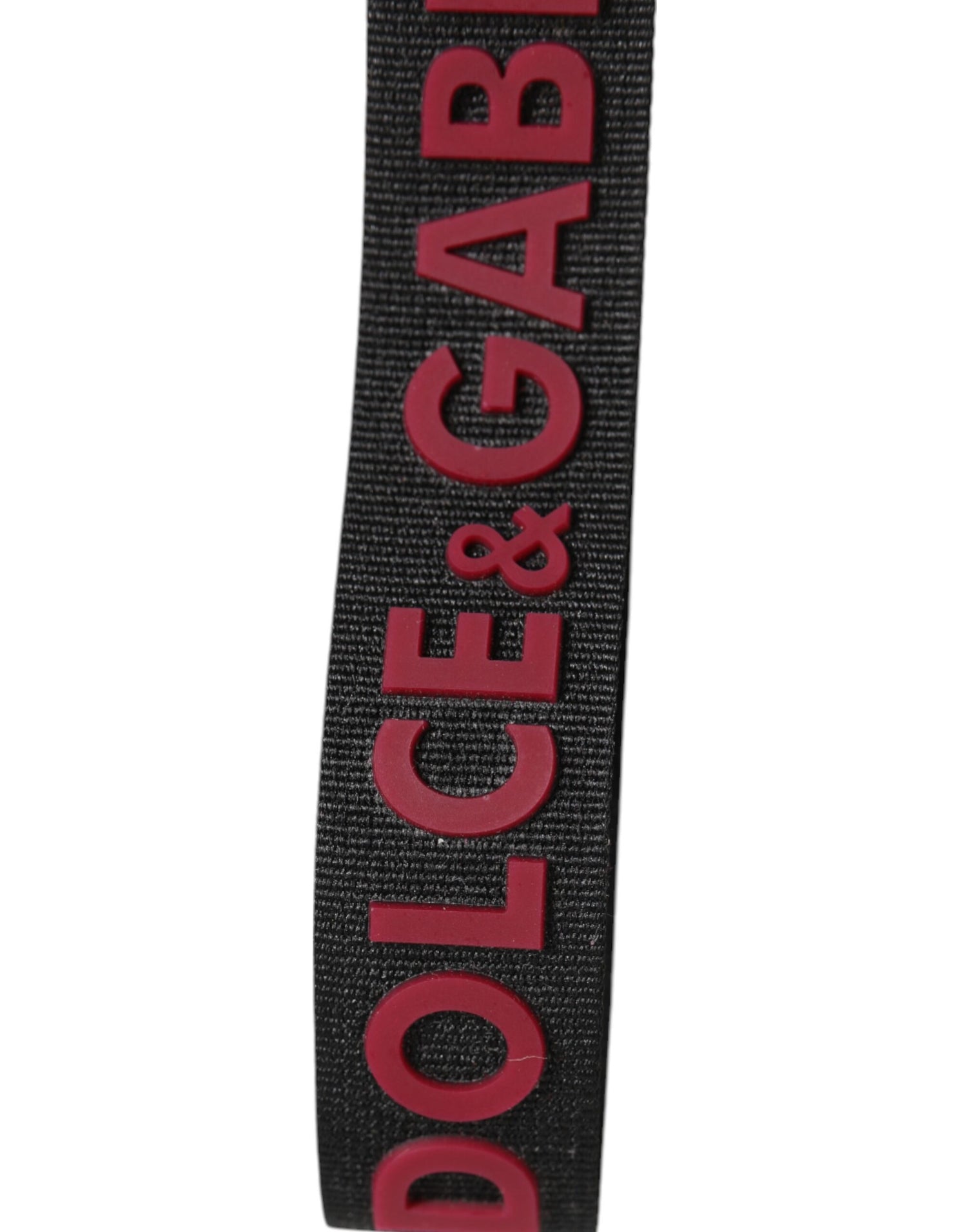 Dolce &amp;amp; Gabbana Svart Röd DG Logo Polyester Silver Herr Nyckelring Nyckelring