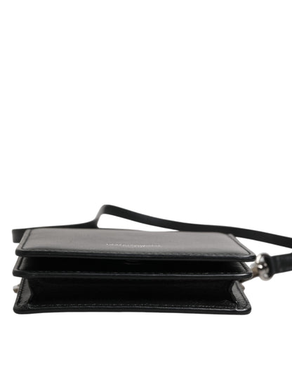 Dolce &amp;amp; Gabbana Svart Läder Bifold Korthållare Axelremsväska Herr