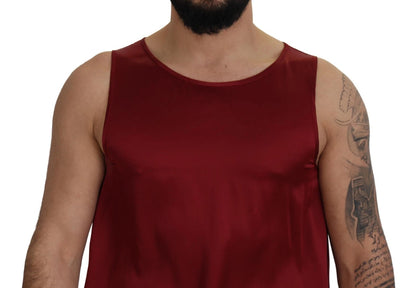 Dolce &amp;amp; Gabbana Röd Rundhalsad Ärmlös Siden-T-shirt