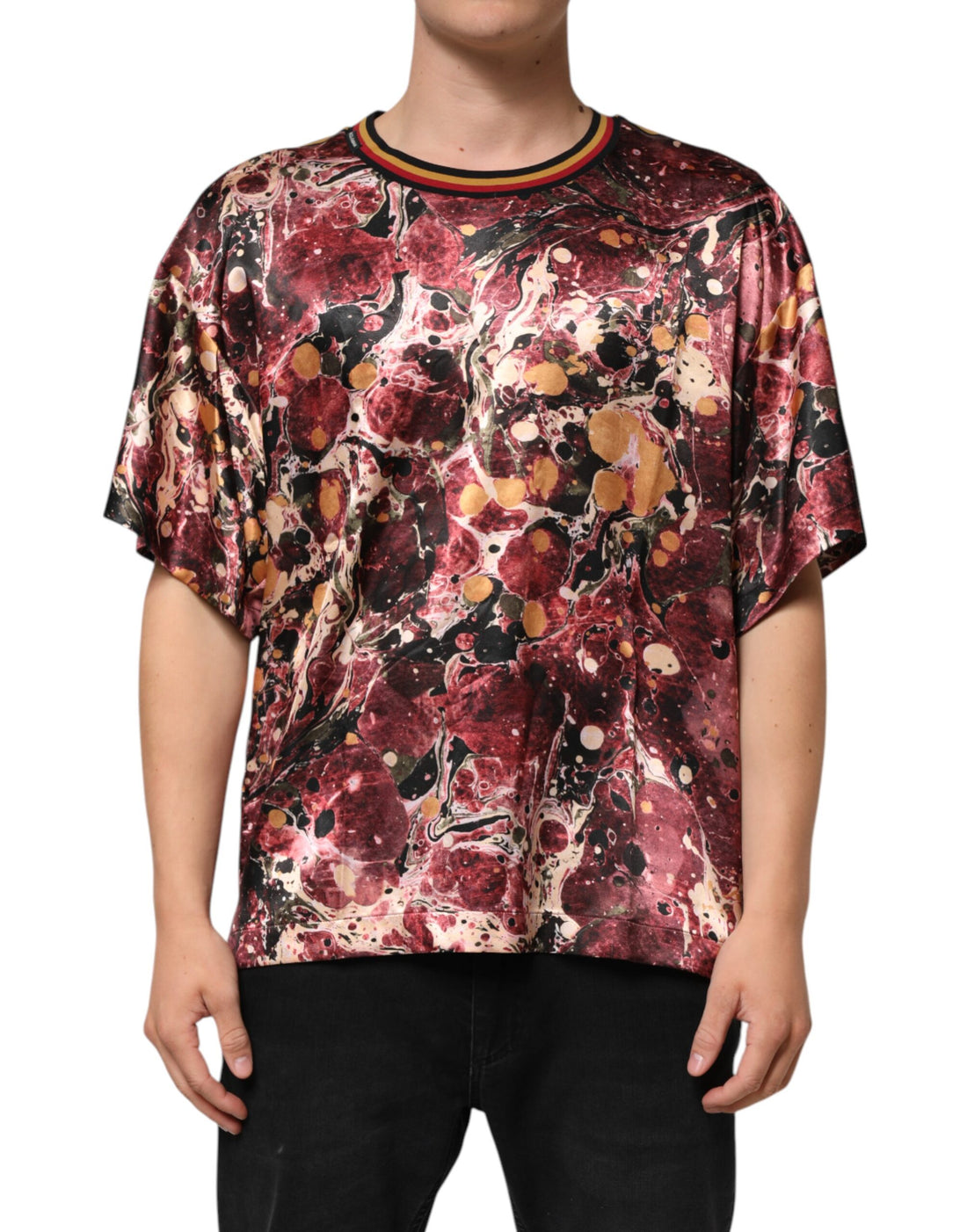 Dolce &amp;amp; Gabbana Flerfärgad Polyester Marmor Mönstrad Oversize T-shirt