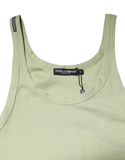 Dolce &amp;amp; Gabbana Ljusgrön Linne Ärmlös Herr T-shirt