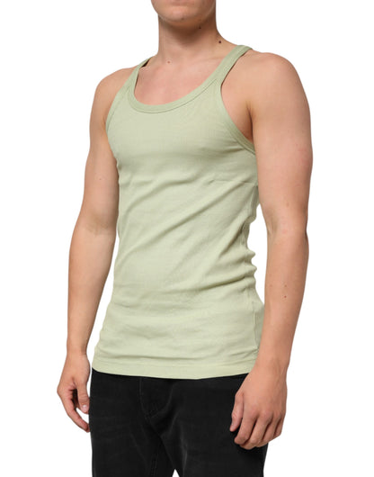 Dolce &amp;amp; Gabbana Ljusgrön Linne Ärmlös Herr T-shirt