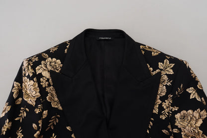 Dolce &amp;amp; Gabbana Guldsvart Blommig Broderad Kavaj