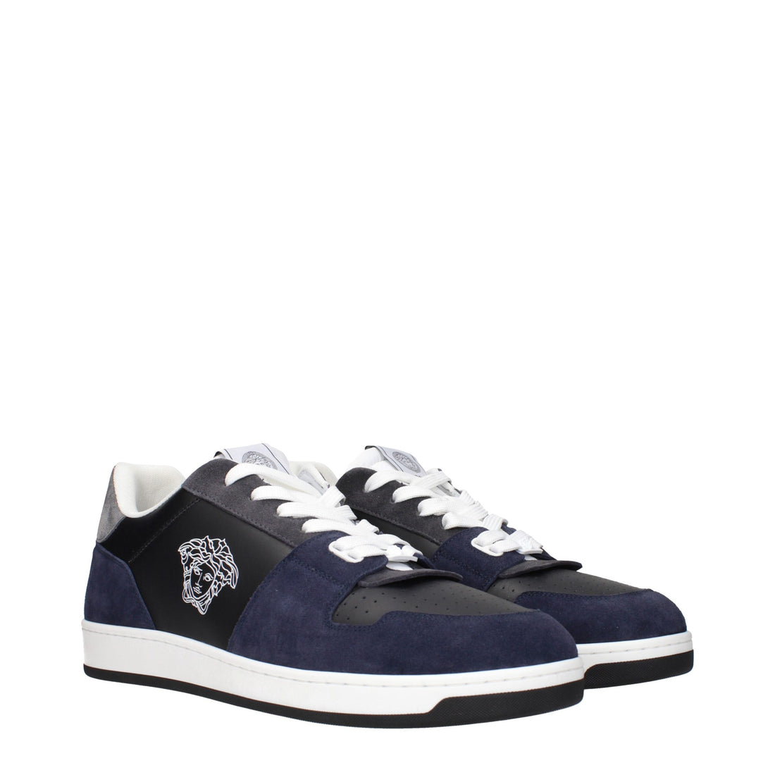 Versace Blå Lädersneakers