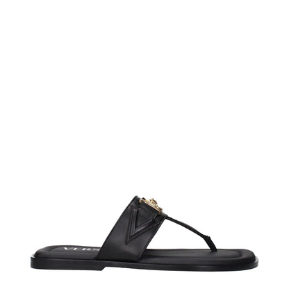 Versace svarta läderflip-flop-sandaler