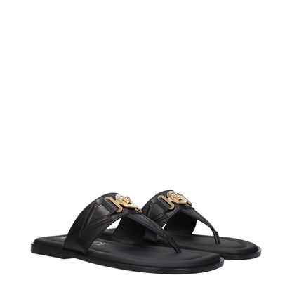 Versace svarta läderflip-flop-sandaler