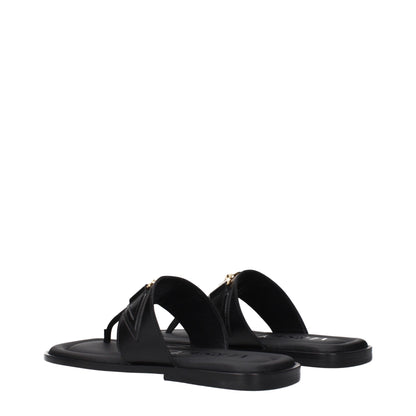 Versace svarta läderflip-flop-sandaler