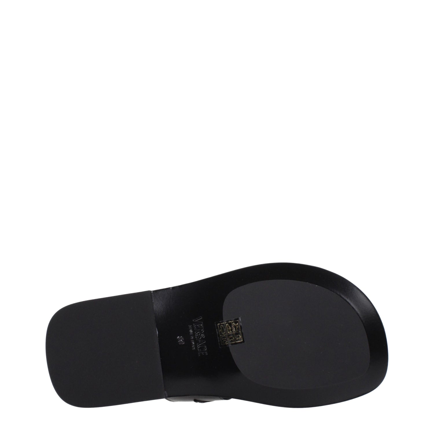 Versace svarta läderflip-flop-sandaler