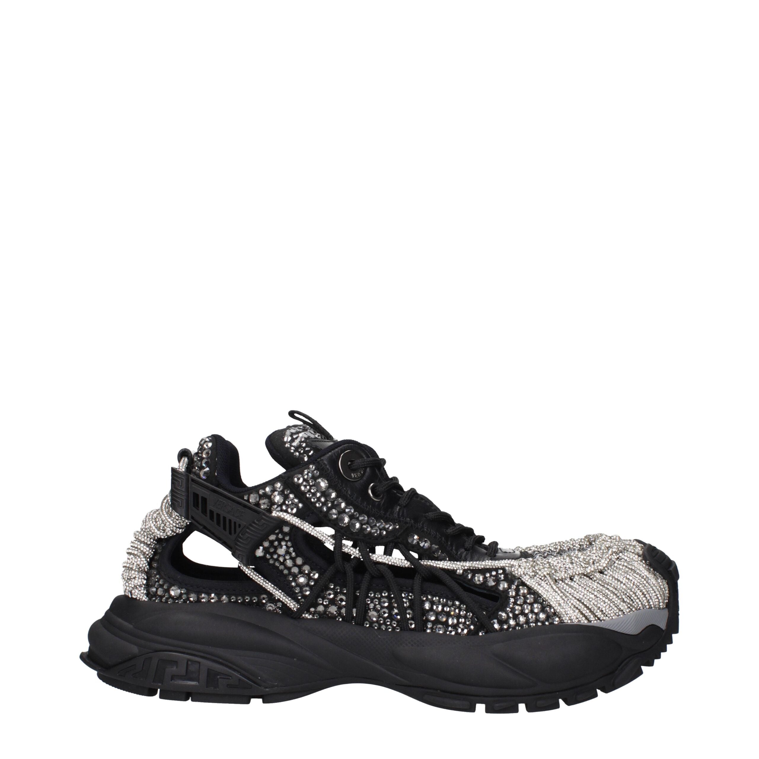 Versace svarta grova tygsneakers