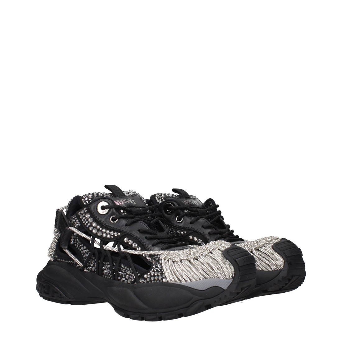 Versace svarta grova tygsneakers