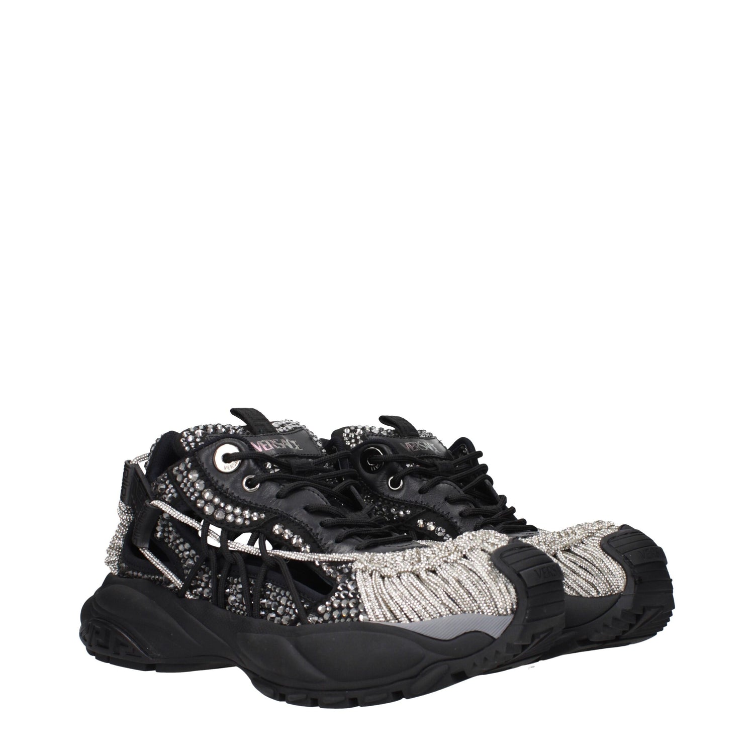 Versace svarta grova tygsneakers