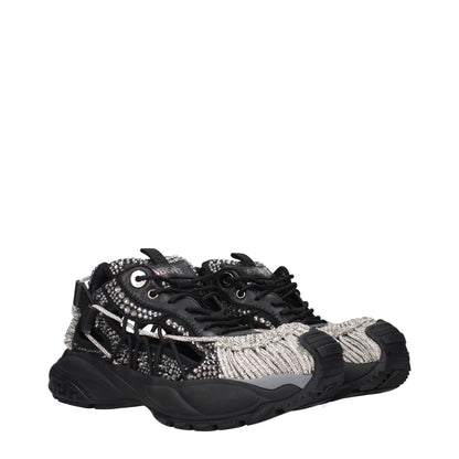 Versace svarta grova tygsneakers
