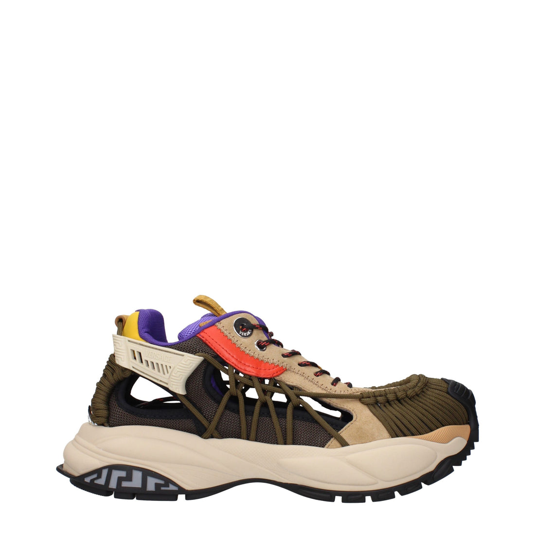 Versace Beige Läder Atletiska Sneakers