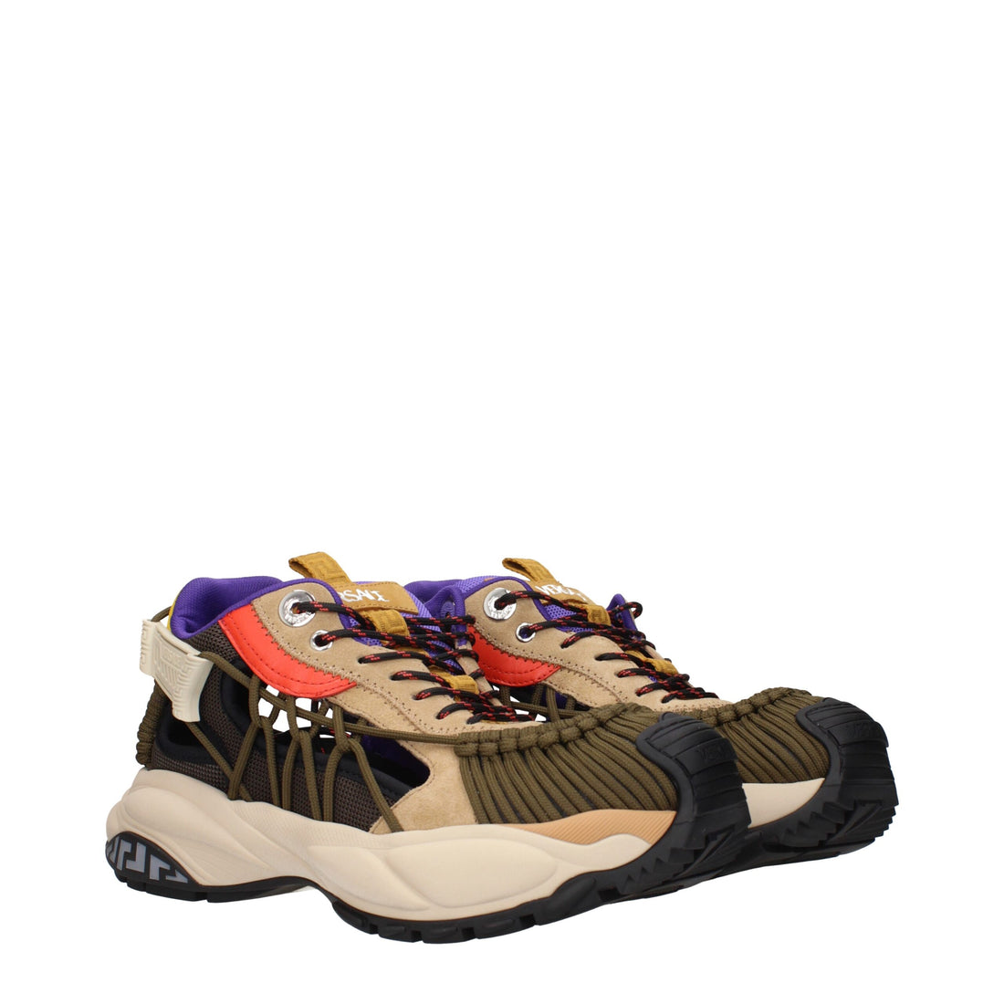 Versace Beige Läder Atletiska Sneakers