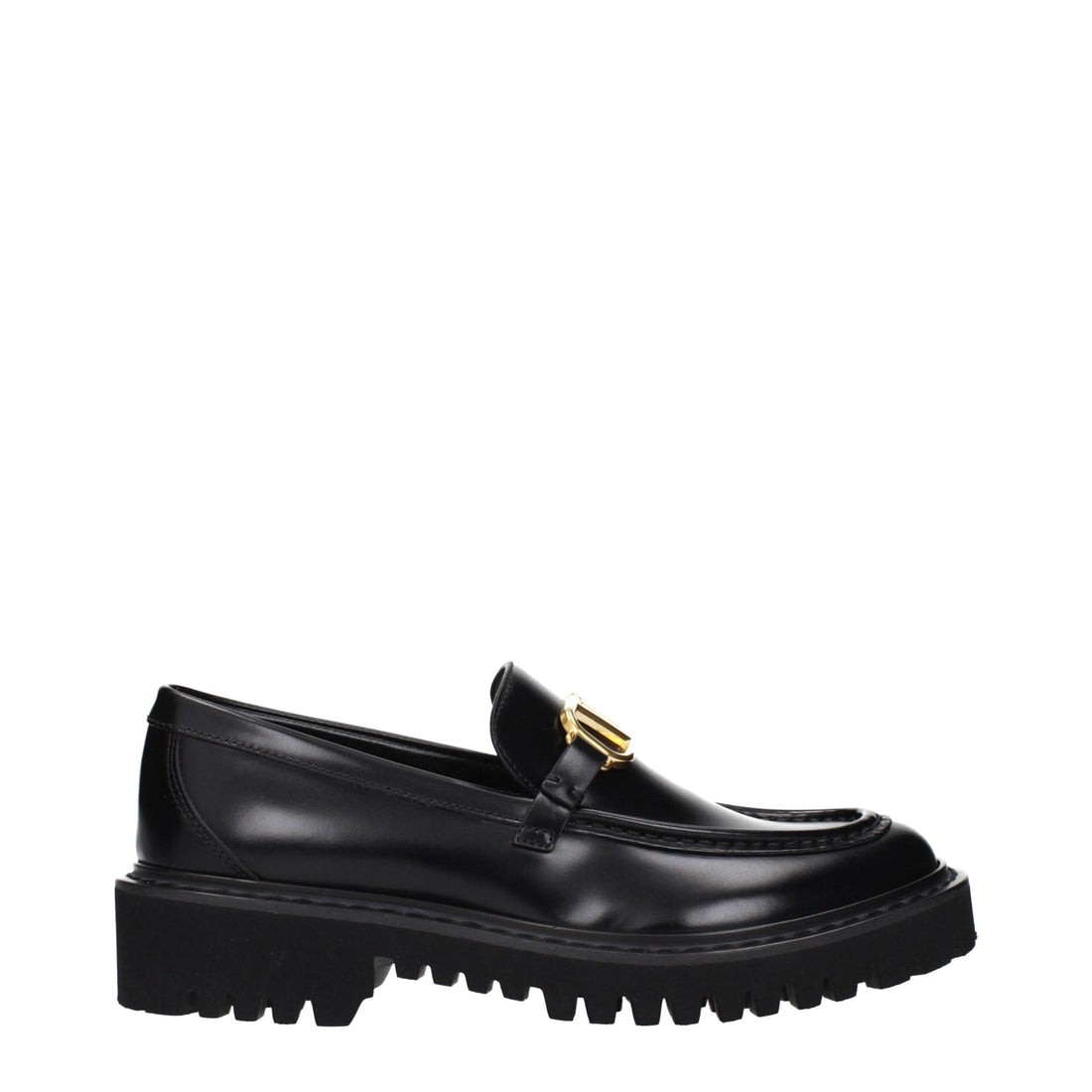 Valentino Garavani svarta slip-on loafers i läder
