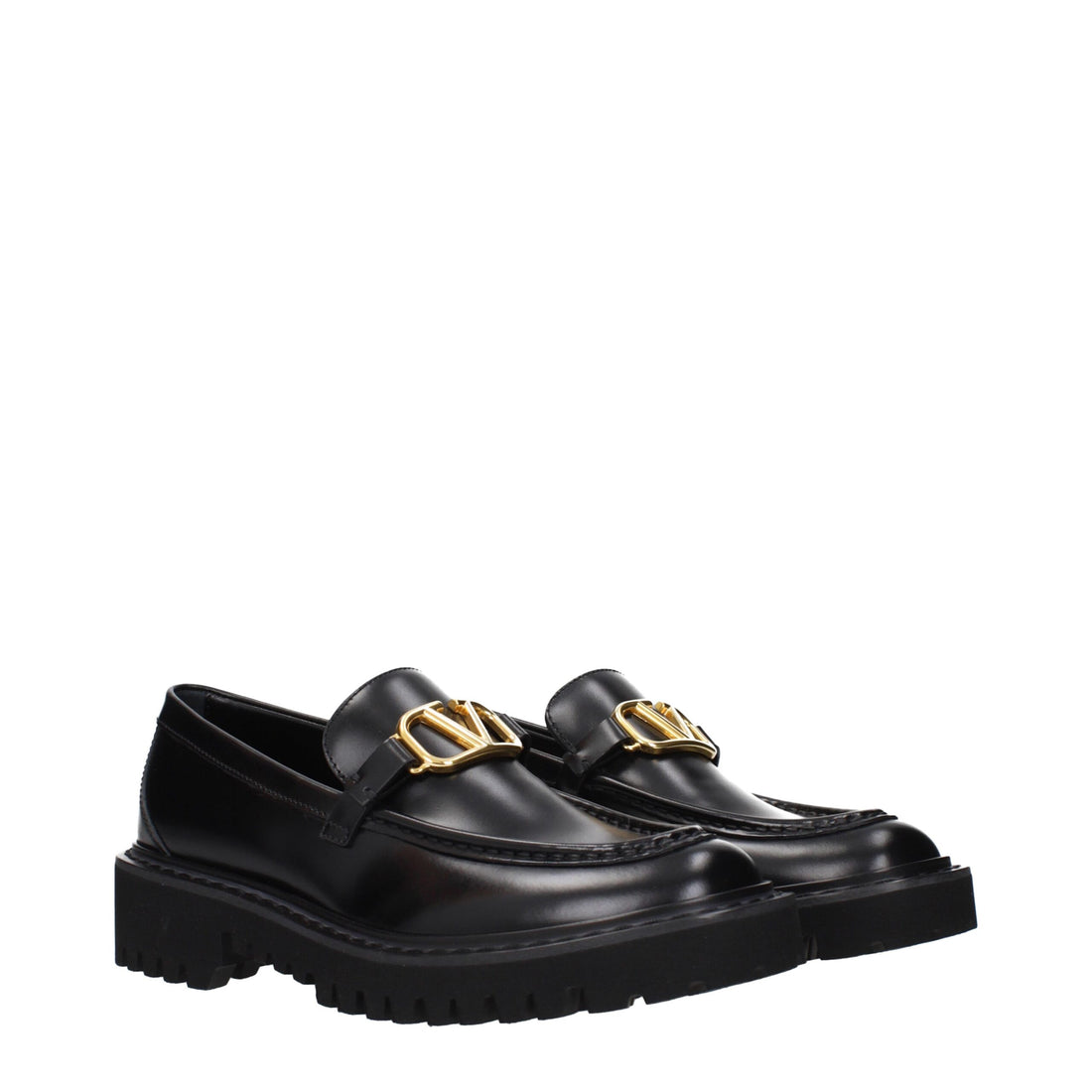 Valentino Garavani svarta slip-on loafers i läder