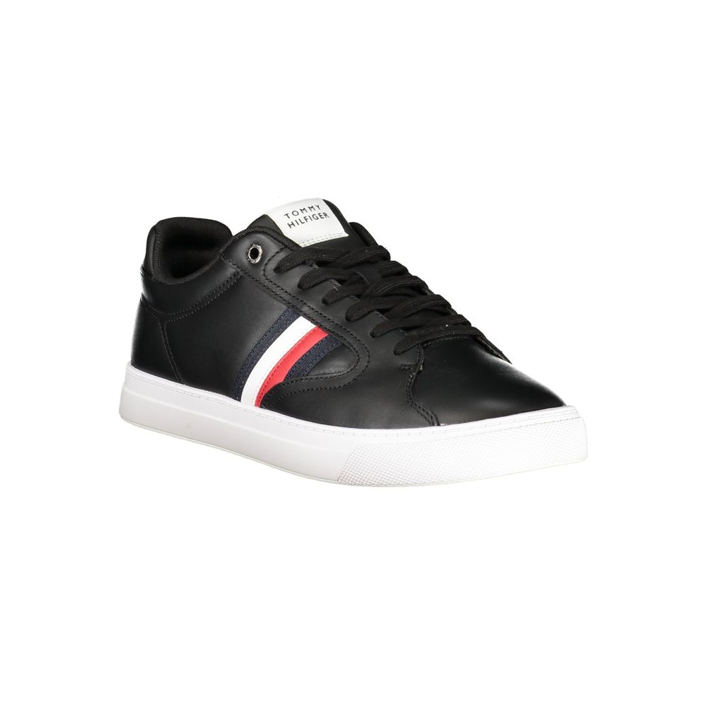 Tommy Hilfiger svarta lädersneakers för män