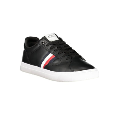 Tommy Hilfiger svarta lädersneakers för män
